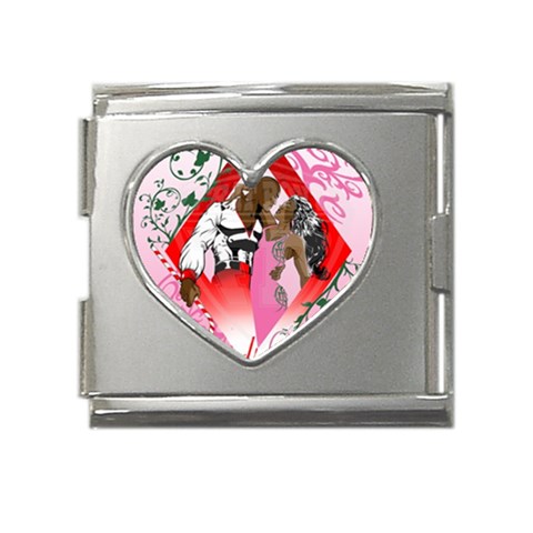 Diamonds & Pearls Mega Link Heart Italian Charm (18mm) from ArtsNow.com Front