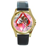 Diamonds & Pearls Round Gold Metal Watch