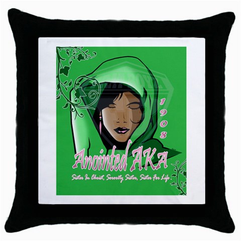 Anointed AKA Throw Pillow Case (Black) from ArtsNow.com Front