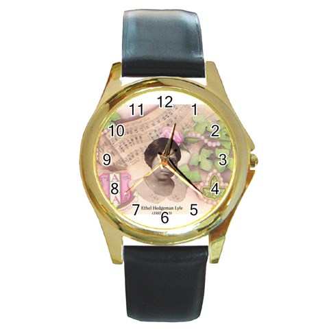 Alpha Kappa Alpha mmprool Round Gold Metal Watch from ArtsNow.com Front
