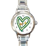 Alpha Kappa Alpha AKAesp-greennonam Round Italian Charm Watch