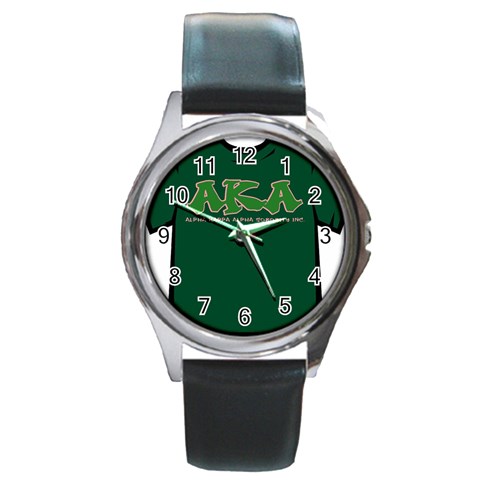 AKA Graffiti07 Round Metal Watch from ArtsNow.com Front