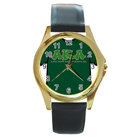 AKA Graffiti07 Round Gold Metal Watch from ArtsNow.com Front