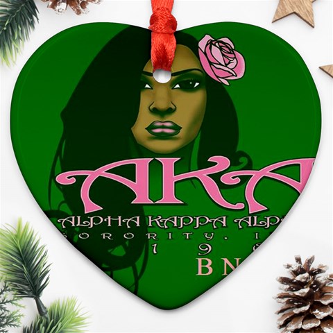 AKA Glam BNO Ornament (Heart) from ArtsNow.com Front