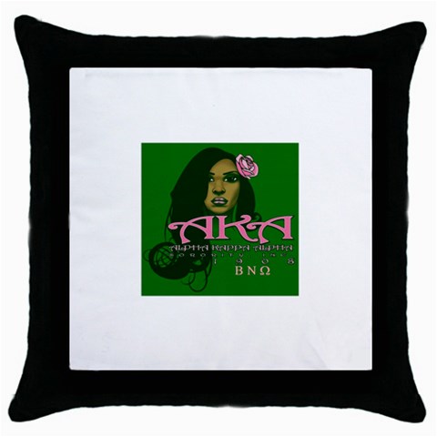 AKA Glam BNO Throw Pillow Case (Black) from ArtsNow.com Front