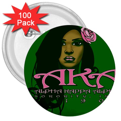 AKA Glam 3  Button (100 pack) from ArtsNow.com Front