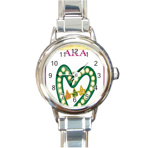 aka_chaise_border2 Round Italian Charm Watch from ArtsNow.com Front