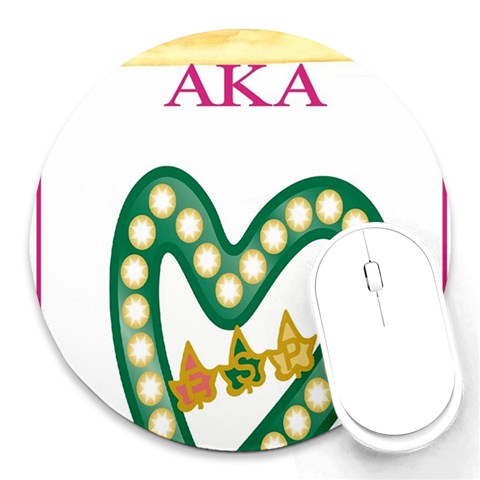 aka_chaise_border2 Round Mousepad from ArtsNow.com Front