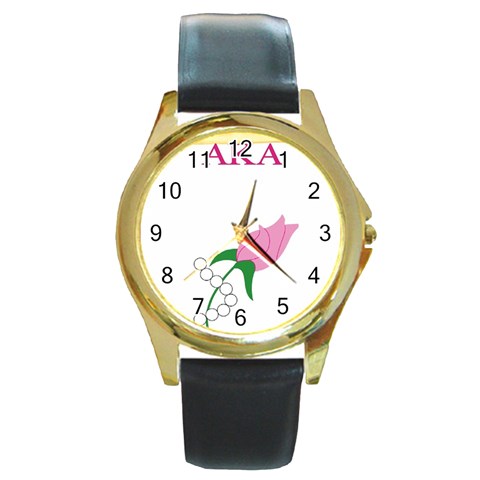 aka_chaise_borde Round Gold Metal Watch from ArtsNow.com Front