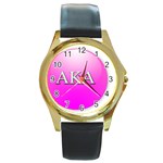 AKA%20BALL Round Gold Metal Watch