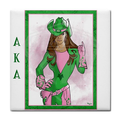 AKA Wanted Tile Coaster from ArtsNow.com Front