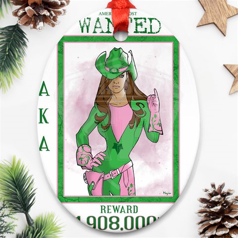 AKA Wanted Ornament (Oval) from ArtsNow.com Front
