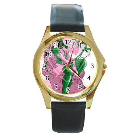 aka True Elegance Round Gold Metal Watch from ArtsNow.com Front