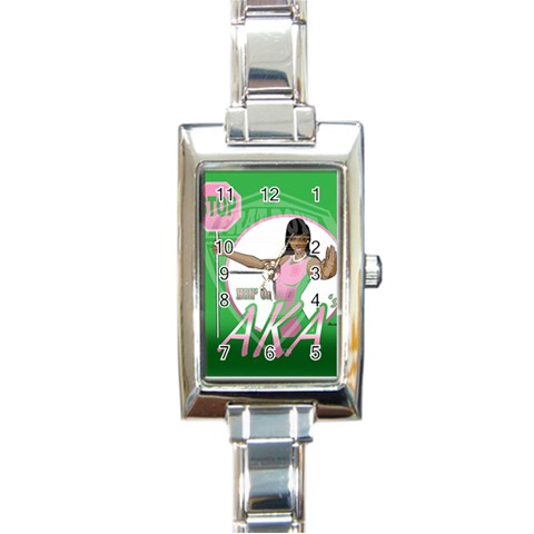 aka Stop H8N on AKA s Rectangular Italian Charm Watch from ArtsNow.com Front