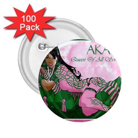 AKA Queen Of All Sororities 2.25  Button (100 pack) from ArtsNow.com Front