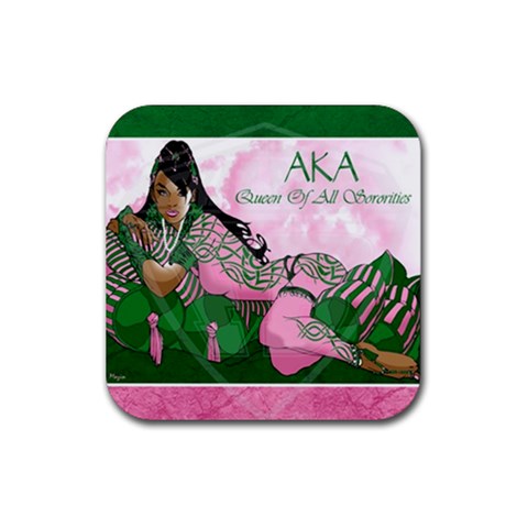AKA Queen Of All Sororities Rubber Coaster (Square) from ArtsNow.com Front