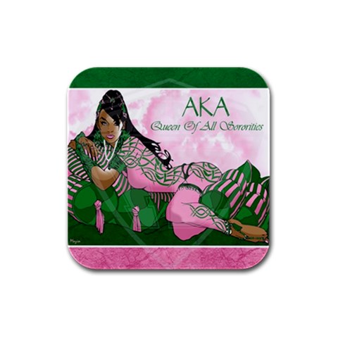 AKA Queen Of All Sororities Rubber Square Coaster (4 pack) from ArtsNow.com Front