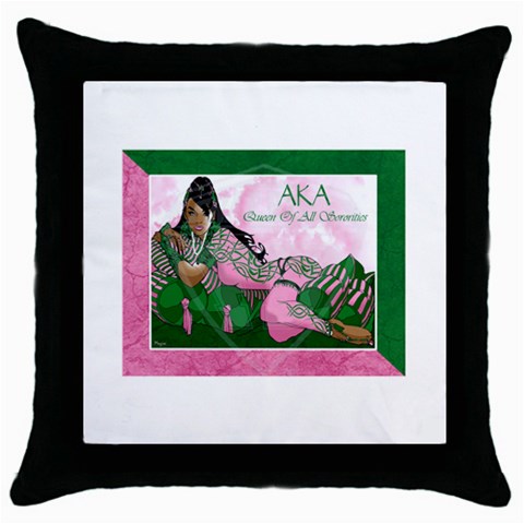 AKA Queen Of All Sororities Throw Pillow Case (Black) from ArtsNow.com Front