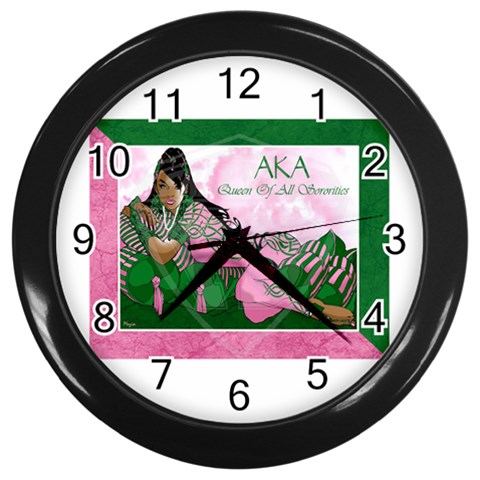 AKA Queen Of All Sororities Wall Clock (Black) from ArtsNow.com Front