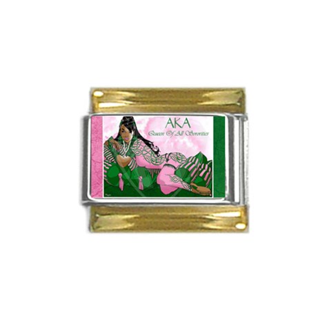 AKA Queen Of All Sororities Gold Trim Italian Charm (9mm) from ArtsNow.com Front
