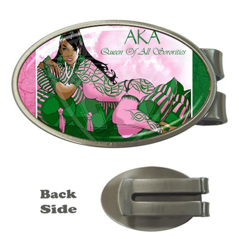 AKA Queen Of All Sororities Money Clip (Oval) from ArtsNow.com Front