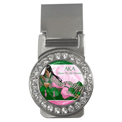 AKA Queen Of All Sororities Money Clip (CZ) from ArtsNow.com Front