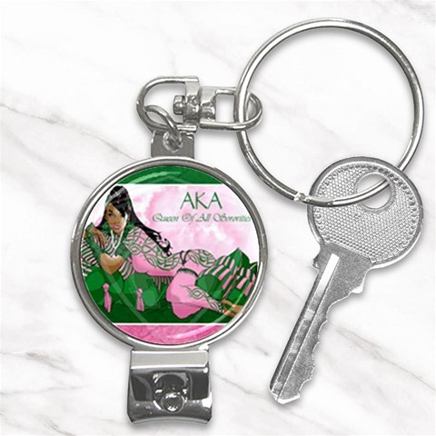AKA Queen Of All Sororities Nail Clippers Key Chain from ArtsNow.com Front