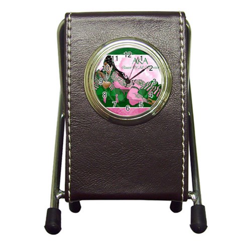 AKA Queen Of All Sororities Pen Holder Desk Clock from ArtsNow.com Front