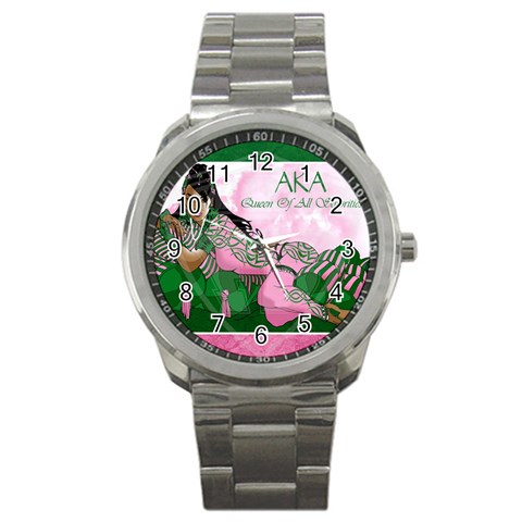 AKA Queen Of All Sororities Sport Metal Watch from ArtsNow.com Front