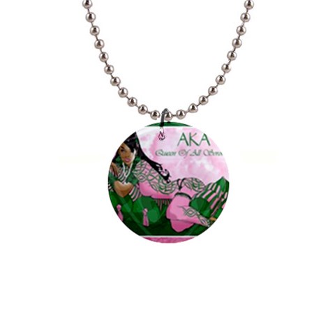AKA Queen Of All Sororities 1  Button Necklace from ArtsNow.com Front