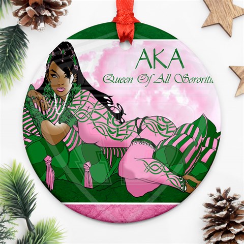 AKA Queen Of All Sororities Round Ornament (Two Sides) from ArtsNow.com Front