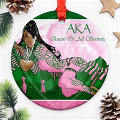 AKA Queen Of All Sororities Round Ornament (Two Sides) from ArtsNow.com Front