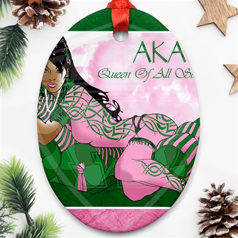 AKA Queen Of All Sororities Oval Ornament (Two Sides) from ArtsNow.com Front