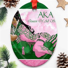 AKA Queen Of All Sororities Oval Ornament (Two Sides) from ArtsNow.com Front