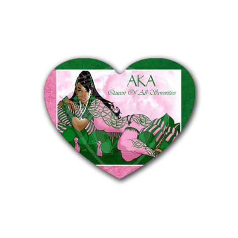 AKA Queen Of All Sororities Rubber Coaster (Heart) from ArtsNow.com Front