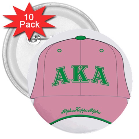 aka GW141AKA_B 3  Button (10 pack) from ArtsNow.com Front