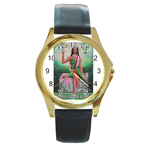 aka Round Gold Metal Watch from ArtsNow.com Front