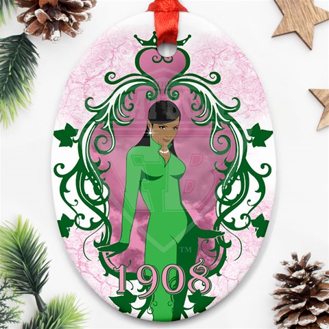 AKA 1908 Ornament (Oval) from ArtsNow.com Front