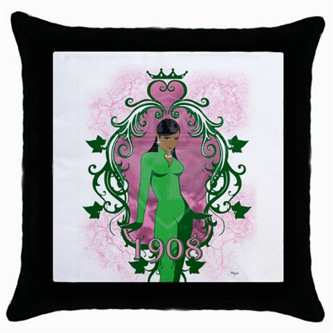 AKA 1908 Throw Pillow Case (Black) from ArtsNow.com Front