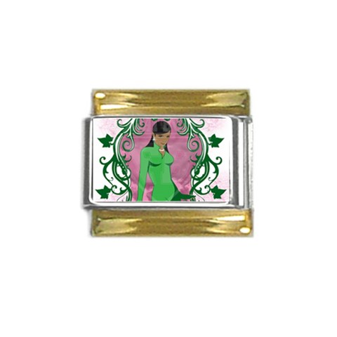 AKA 1908 Gold Trim Italian Charm (9mm) from ArtsNow.com Front