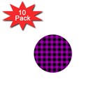 Purple Black Buffalo Plaid 1  Mini Buttons (10 pack) 
