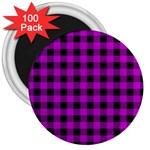 Purple Black Buffalo Plaid 3  Magnets (100 pack)