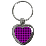 Purple Black Buffalo Plaid Key Chain (Heart)