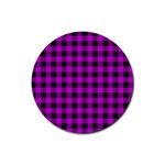 Purple Black Buffalo Plaid Rubber Round Coaster (4 pack) 