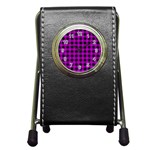 Purple Black Buffalo Plaid Pen Holder Desk Clock