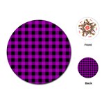 Purple Black Buffalo Plaid Playing Cards Single Design (Round)