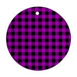 Purple Black Buffalo Plaid Round Ornament (Two Sides)