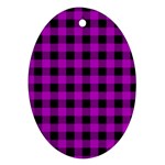 Purple Black Buffalo Plaid Oval Ornament (Two Sides)