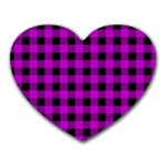 Purple Black Buffalo Plaid Heart Mousepads