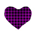 Purple Black Buffalo Plaid Standard 16  Premium Heart Shape Cushions